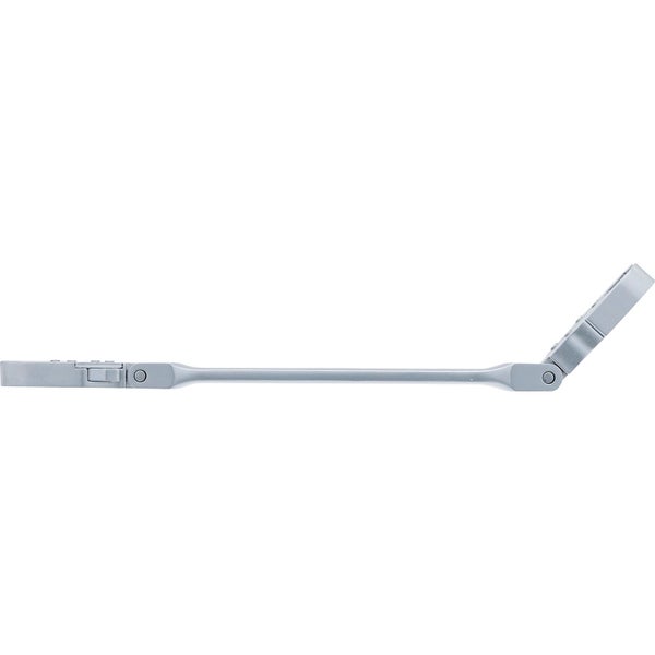Metall-Flachverbinder mit vier Bohrungen und vier Schrauben.