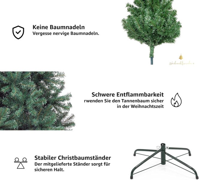 Künstlicher Weihnachtsbaum mit schwer entflammbaren Eigenschaften und stabilem Christbaumständer