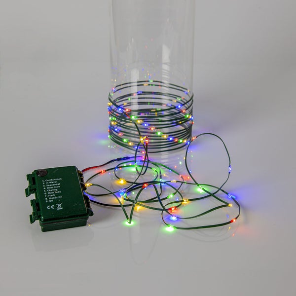 Dekorative Lichterkette mit mehrfarbigen LED Lichtern und Batteriebetrieb