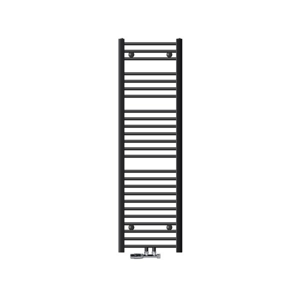ECD Germany Badheizkörper Mittelanschluss 400 x 1500 mm Anthrazit gerade mit Anschlussgarnitur inkl. Thermostat Eck Wand - Heizkörper Heizung Handtuchwärmer Handtuchtrockner Handtuchheizkörper