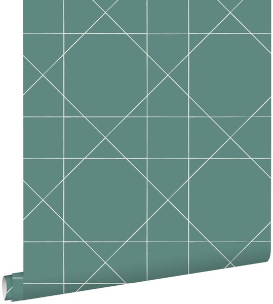 ESTAhome Tapete grafische Linien Seegrün - 0,53 x 10,05 m - 139092
