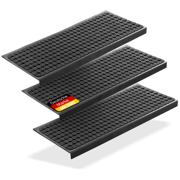 BigDean 3 Stück Stufenmatten aus Gummi – 75 x 25 cm – Outdoor Treppenstufenmatten – Anti Rutsch Gummimatten Wild Design