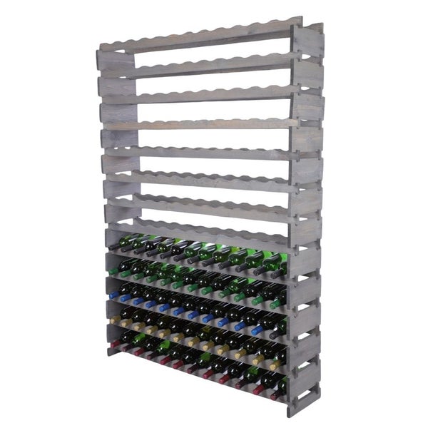 Weinregal VINOTECA FLEX PRO HxBxT 177x123x28cm 156 Flaschen auf 13 Ebenen Massives Kiefernholz Grau