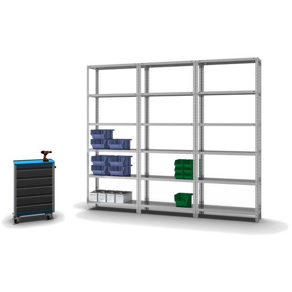 PROREGAL Fachbodenregal Schraubsystem Heavy-Duty Grundregal HxBxT 250 x 100 x 30 cm 6 Ebenen Fachlast 350 kg Beidseitig Nutzbar Verzinkt