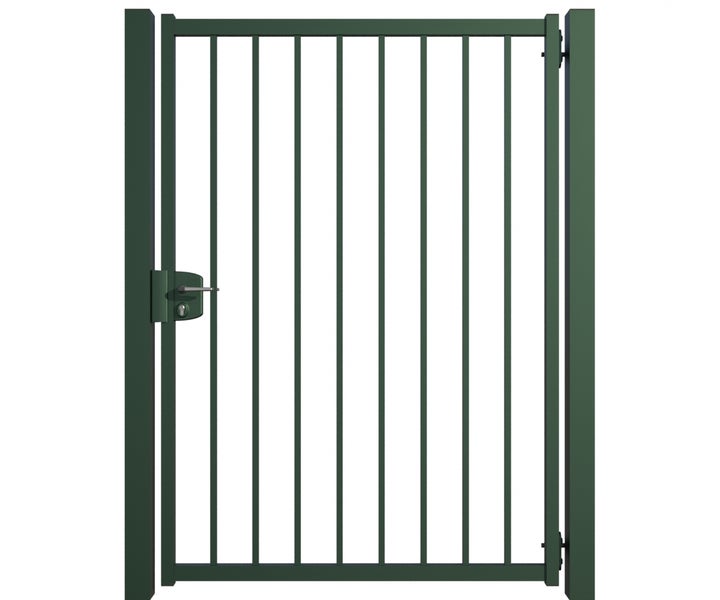 Metall Gartentor mit Schloss und senkrechten Streben