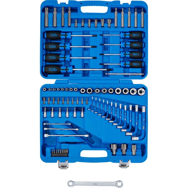 BGS Werkzeugsortiment 6,3 mm (1/4) + 12,5 mm (1/2) E-Profil / T-Profil (für Torx) 84tlg. - 7849