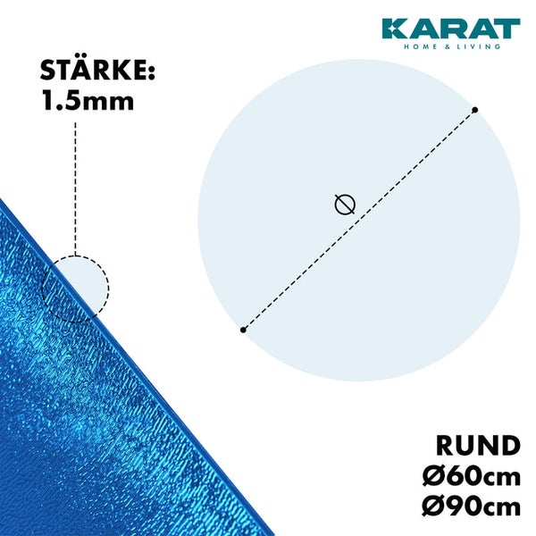 FLOORDIREKT Untersetzer Majesty  - mit abgeschrägter Kante für Blumentöpfe - Bodenschutz - Blau - 60 cm - Rund