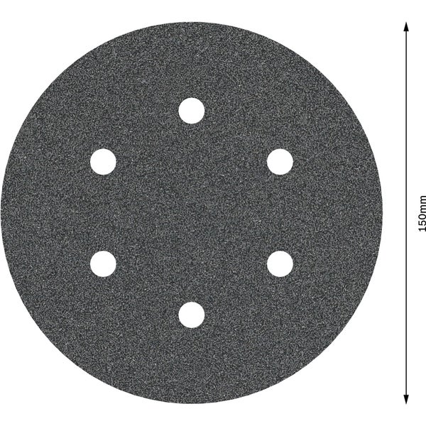 Schleifscheibe mit einem Durchmesser von 150 Millimeter und Löchern für die Staubabsaugung