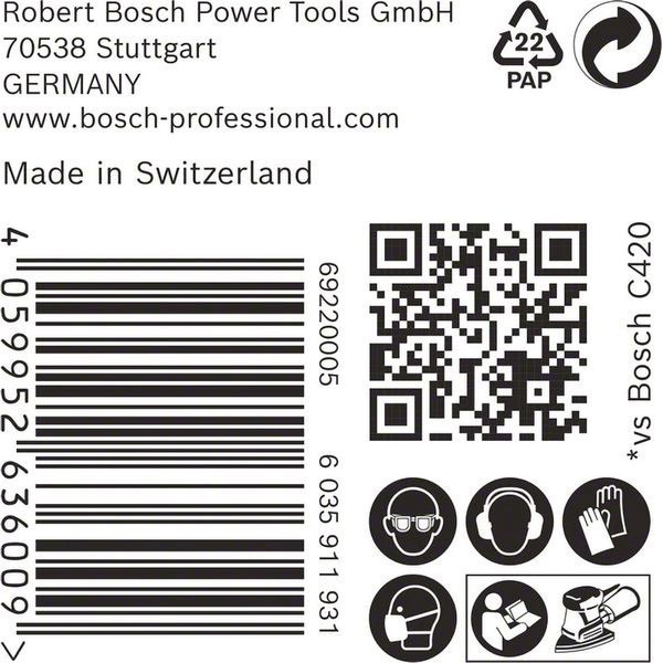 Bosch EXPERT C470 Schleifpapier, 102 x 62/93 mm, K 180, 50 Stück - 2608901650