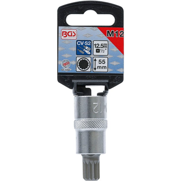 BGS Bit-Einsatz Antrieb Innenvierkant 12,5 mm (1/2) Innenvielzahn (für XZN) M12 - 4354