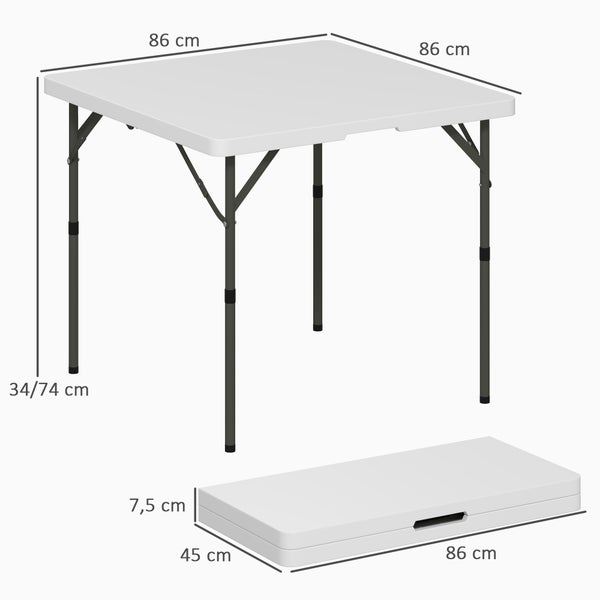 Outsunny Picknicktisch, Klappbarer Campingtisch, Höhenverstellbar Klapptisch, für Gartenpartys, Camping, Grillen, Kunststoff, Metall, Weiß
