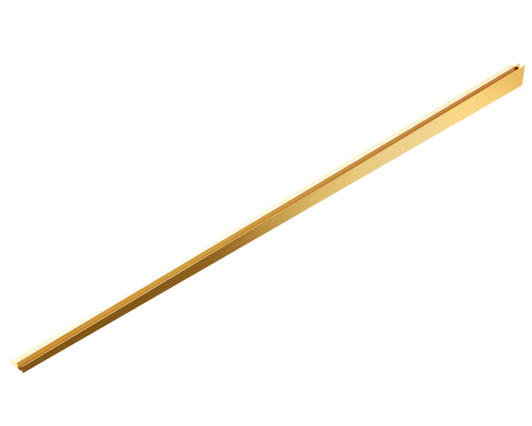 Fliesenschiene aus goldfarbenem Metall, L-Profil für Kantenabschlüsse.