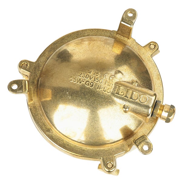 Runde Schiffslampe aus Messing mit Anschlussklemmen