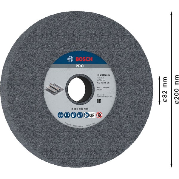 Bosch PRO Steel Schleifscheibe 200 x 25 x 32 mm G46 - 2608600106
