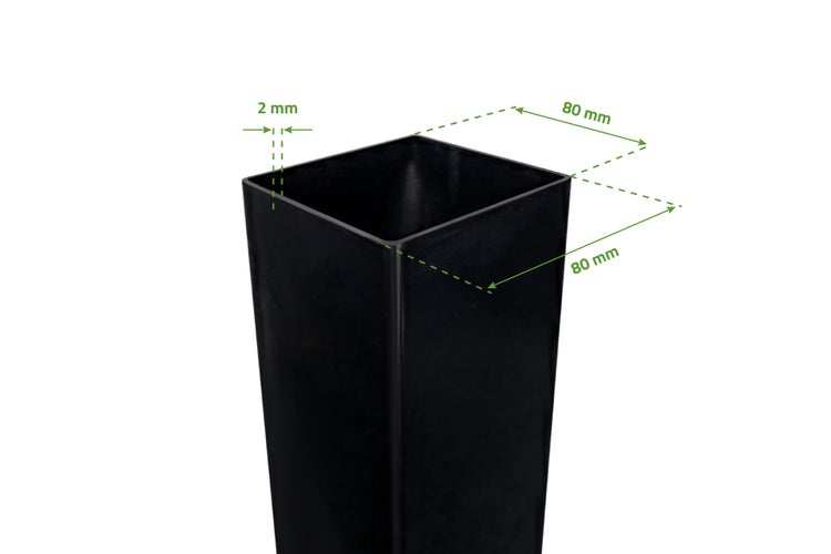 Set mit 2 DARIO-Eisenpfosten, 8 x 8 cm, H. 190 cm, Mattschwarz