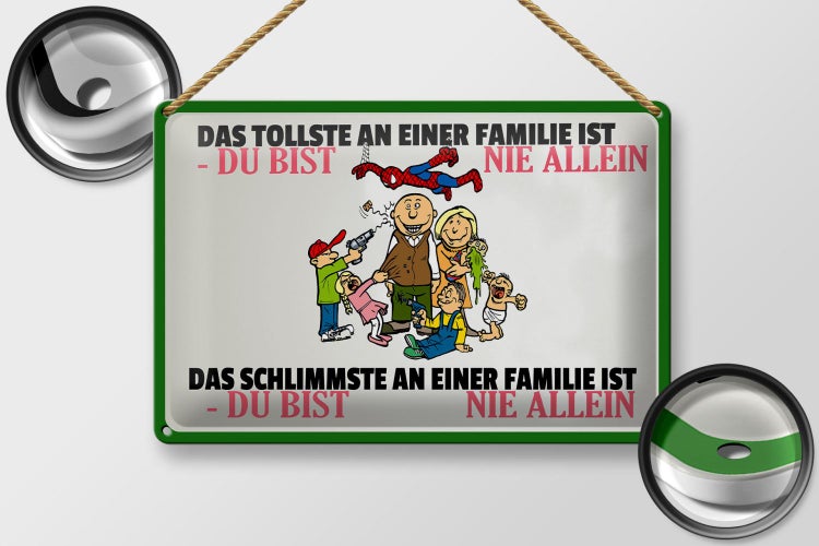 Blechschild Spruch 30x20cm Familie du bist nie allein