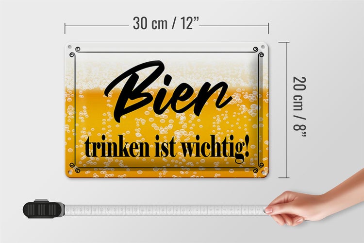 Blechschild Spruch 30x20cm Bier trinken ist wichtig