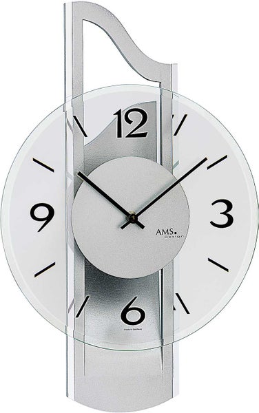 AMS 9678  moderne Wanduhr mit Aluminium-Auflage