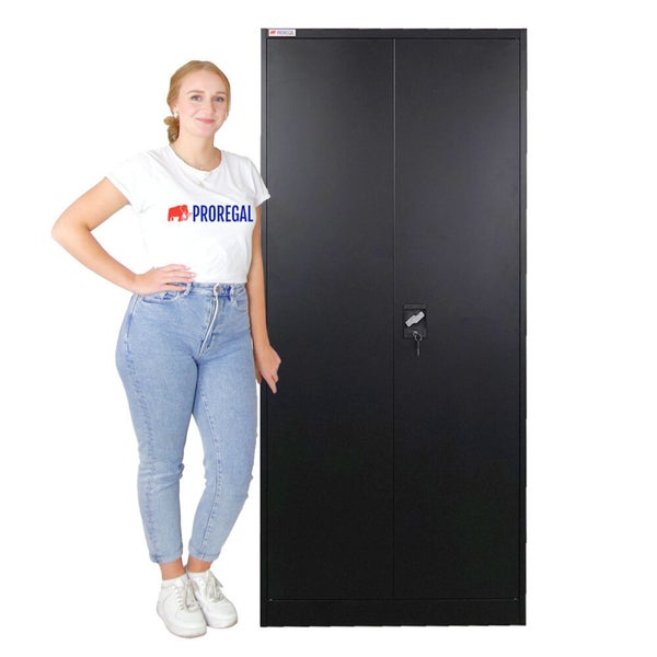 Stahlschrank mit zwei Türen und Schloss