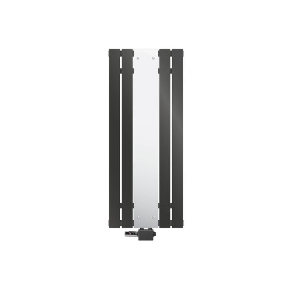 ML-Design Badheizkörper Flach Mittelanschluss 1200x450mm Anthrazit & Spiegel Anschlussarmatur Universal Eck- und Durchgangsform Multiblock Thermostat Paneelheizkörper Spiegelheizkörper Glasheizkörper