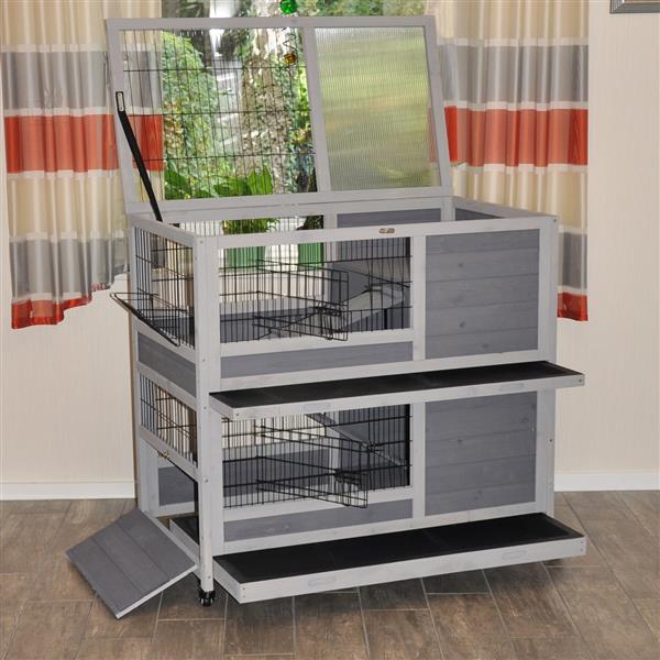 Indoor Kleintierstall Belinda grau 90 x 53 x 95 cm