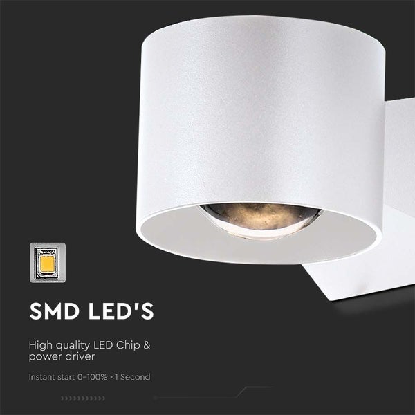 V-TAC VT-1179-W - LED-Wandleuchten - Rund - IP65 - Weißes Gehäuse - 5 Watt - 500 Lumen - 4000K