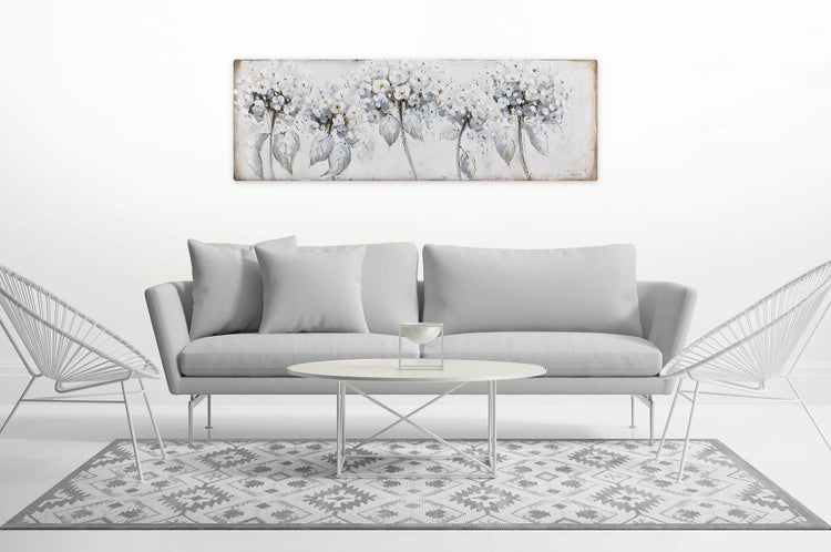 Handgemaltes Gemälde Acrylfarbe 150x50cm Weiß
