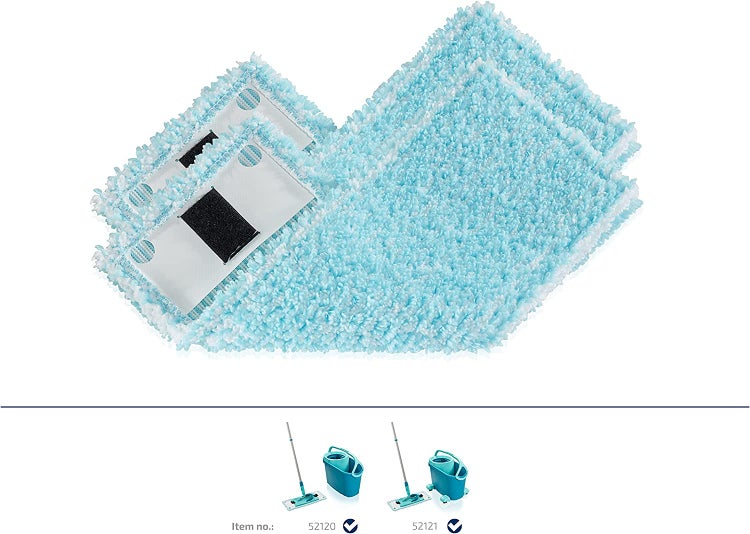 Leifheit 2er Set Wischbezug Clean Twist Ergo M super soft 33cm für Parkett, Holzböden und Kork, Ersatzbezug mit Spezialfasern, Wischer Ersatzbezug für minimale Wasseraufnahme