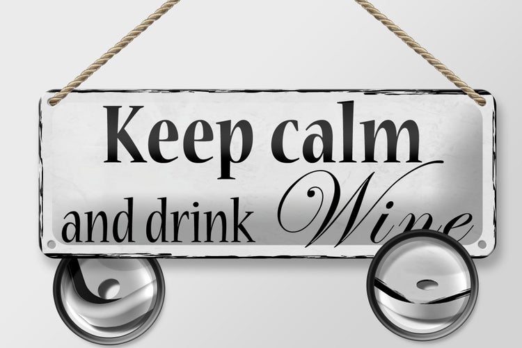 Blechschild Spruch 27x10cm keep calm and drink Wine Dekoration