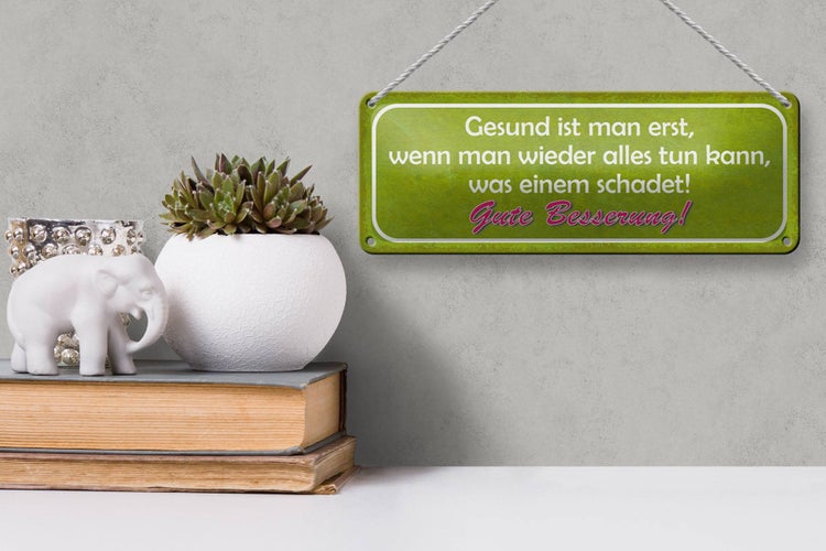 Blechschild Spruch 27x10cm Gute Besserung Gesund ist man Dekoration