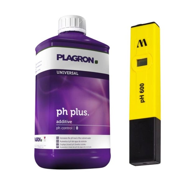 Plagron pH-Plus 500 ml mit digitalem pH-Messgerät – Mineralischer pH-Regulator für optimales Wachstum, stärkere Wurzeln & bessere Nährstoffaufnahme in Garten, Indoor & Hydroponik