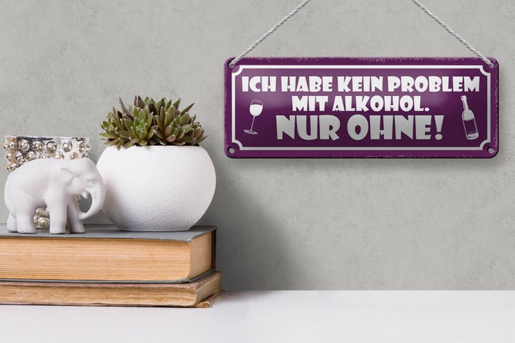 Blechschild Spruch 27x10cm kein Problem nur ohne Dekoration