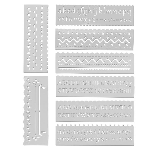 Schablonen Set für Buchstaben, Zahlen und Bordüren