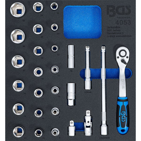 BGS Werkstattwageneinlage 2/3: Steckschlüssel-Satz 12,5 mm (1/2) 27tlg. - 4053