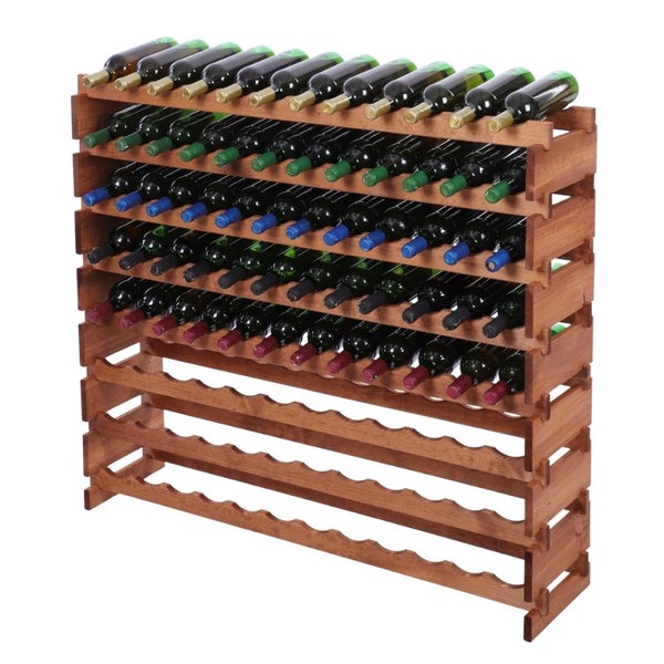 Weinregal VINOTECA FLEX PRO HxBxT 107x123x28cm 96 Flaschen auf 8 Ebenen Massives Kiefernholz Braun geölt