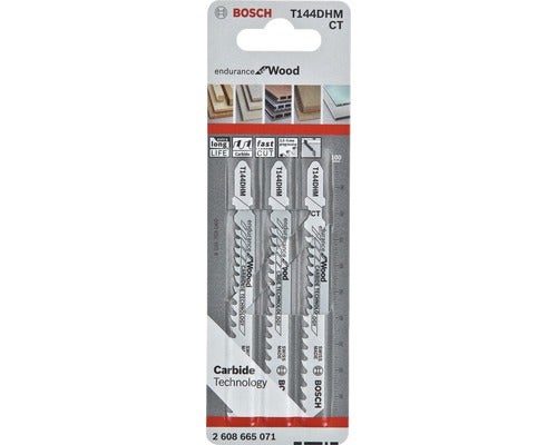 Stichsägeblatt Bosch, T144DHM Endurance for Wood, 100 mm, 3-er Pack