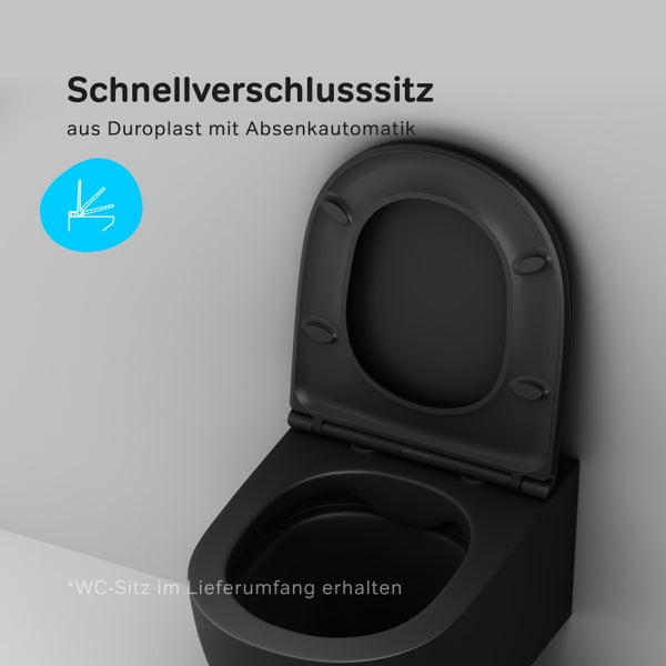 AM.PM Wand-WC  Tiefspüler ohne Spülrand schwarz glänzend mit WC-Sitz CXB1700MBSC X- Joy S