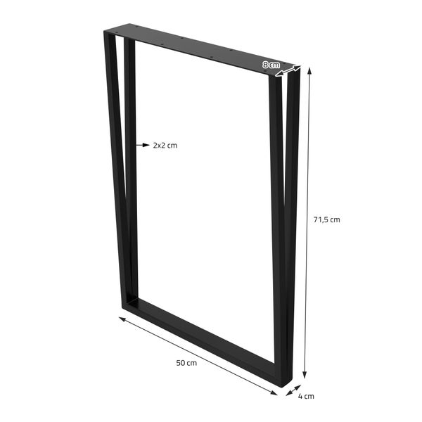 ML-Design 2 Stück Tischbeine 50xH71,5cm, Tischkufen rechteckige Form, Stahl pulverbeschichtet, Schwarz, Industriedesign, Kufengestell Esstisch/Schreibtisch, Tischgestell, Metall Möbelfüße DIY-Projekte