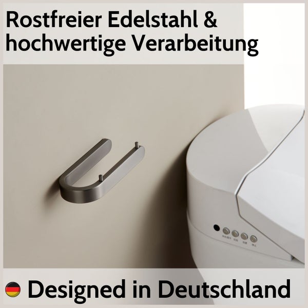 DEKAZIA® Toilettenpapierhalter ohne Bohren Edelstahl grau | Klopapierhalter ohne Bohren | Klorollenhalter ohne Bohren Klopapierhalter WC Rollenhalter ohne Bohren WC Papier Halterung Kleben
