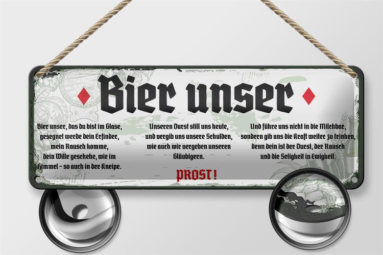 Blechschild Spruch 27x10cm Bier Unser weißes Schild