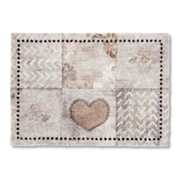 Rechteckiger Teppich mit Herzmotiv und Punktmuster