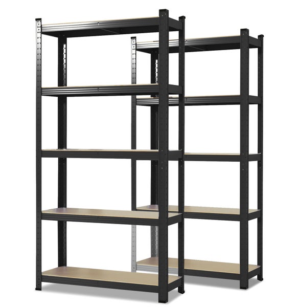 FLOORDIREKT Schwerlastregal Lakota - 2er Set - Universal einsetzbar - Schwarz - 180 x 90 x 40 cm - Traglast bis 875 kg