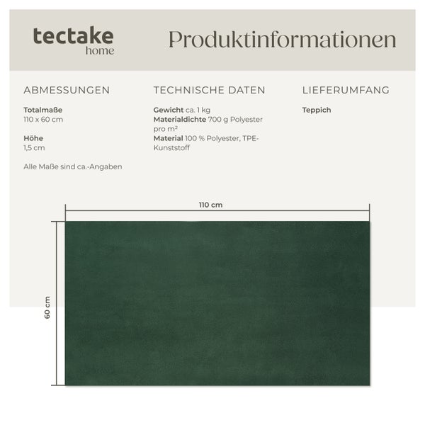Kurzflorteppich tectake rutschfeste Unterseite verschiedene Größen und Farben 60 x 110 cm