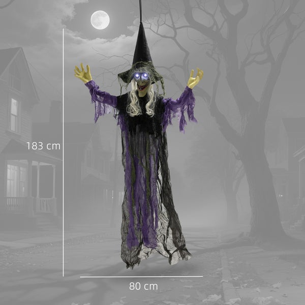 Halloween-Hängedekoration, Hexe mit Beleuchtung, Höhe 183 cm