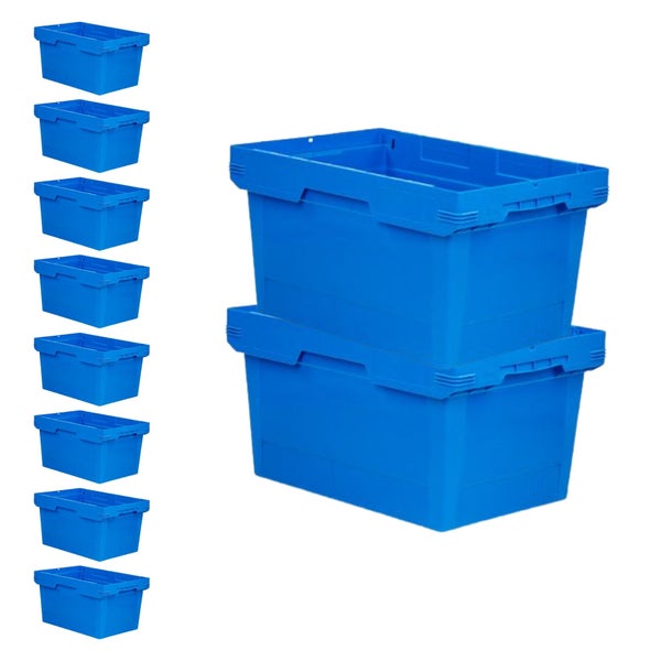 PROREGAL Mega Deal 10x Conical Mehrweg-Stapelbehälter Blau HxBxT 32,3 x 40 x 60cm 58 Liter Lagerbox  Eurobox  Transportbox  Transportbehälter