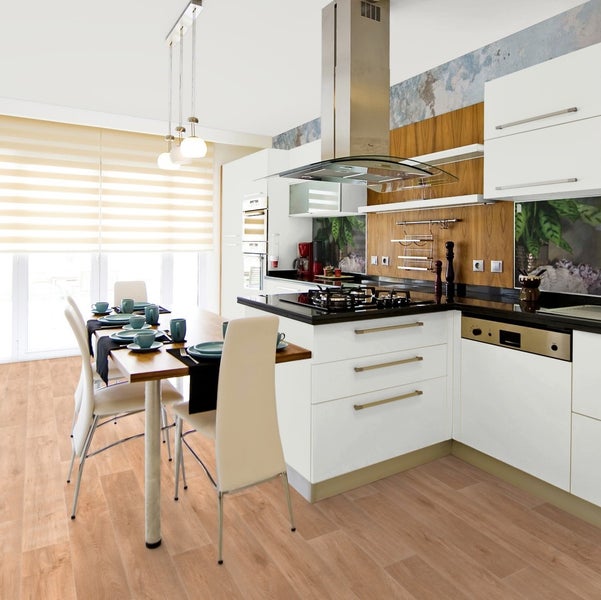 PVC Bodenbelag Meterware Holzoptik Eiche Natur CV Boden Eichenoptik 200 cm breit (Meterware)