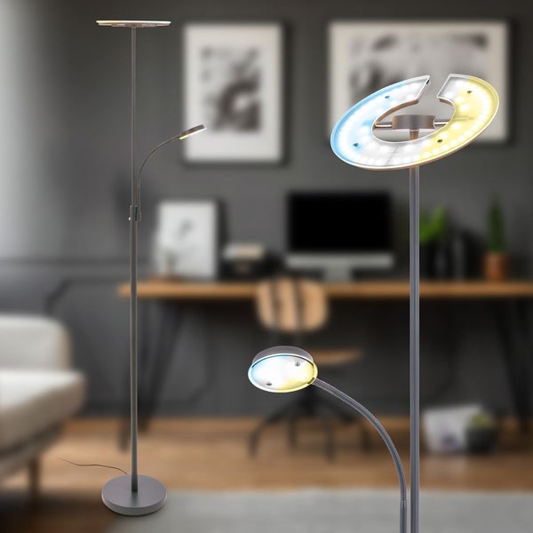 LED Stehlampe LED Stehleuchte Deckenfluter Wohnzimmer Dimmbar Lesearm Leselampe