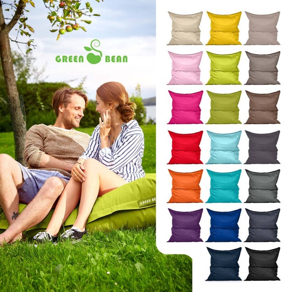 Green Bean Sitzsack 120x160cm 270 Liter Kinder & Erwachsene Bean Bag EPS Perlen Füllung Riesensitzsack Groß Draußen Outdoor Liegekissen Waschbar Wetterfest Lounge Chair Sitzkissen Bodenkissen Hellgrün