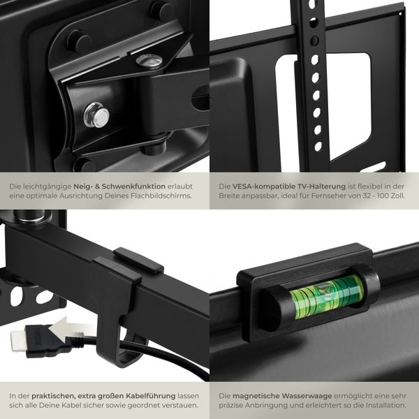 TV Wandhalterung tectake  für 32 - 100 Zoll (81 - 254 cm) bis 60 kg