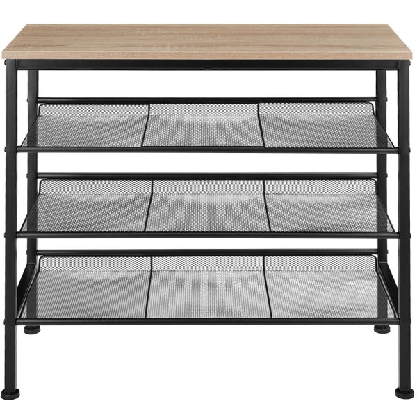 Schuhregal tectake Wolverhampton 75,5 x 30,5 x 69,5 cm Industrial Style Industrial Holz hell, Eiche Sonoma